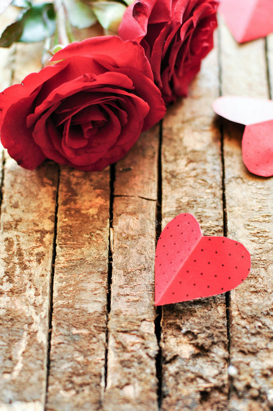 A thoughtful Valentine's gift for a new relationship with flowers and a handwritten note