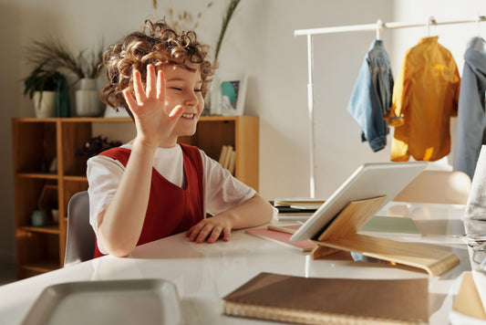 Parent and college-age child staying connected through a warm video chat