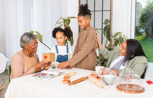 A mother receiving a mother's day gift