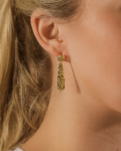 Alina CZ Textured Drop Earrings