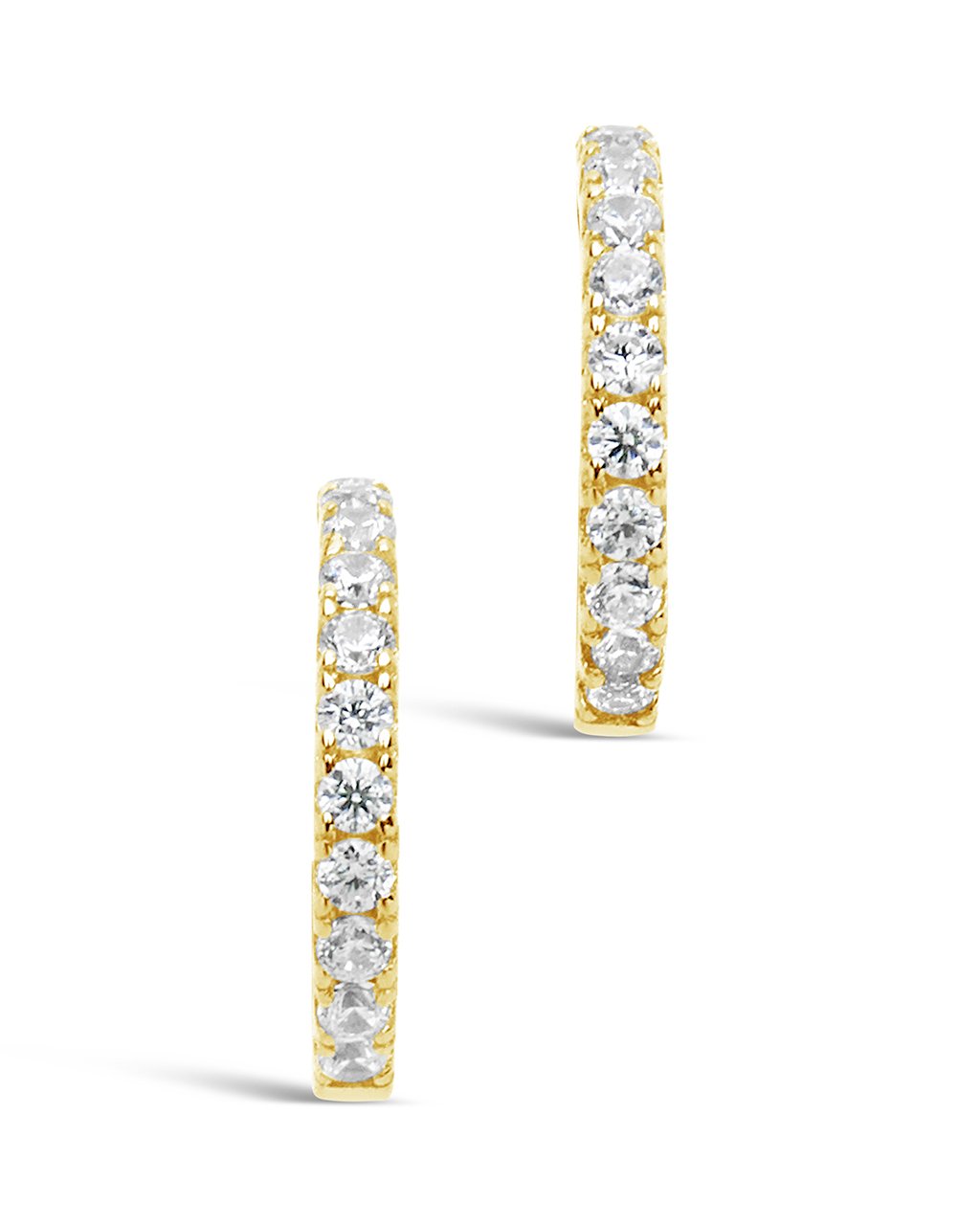 14K Gold Plated Sterling Silver Delicate Pave CZ Micro Hoops