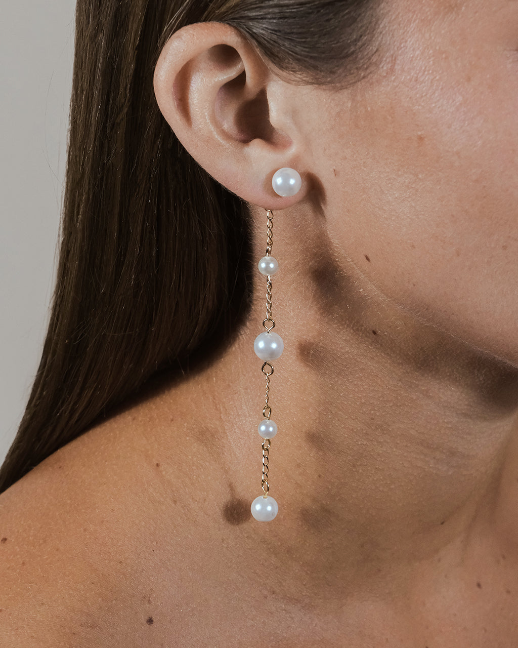 Abi Pearl Long Drop Earrings