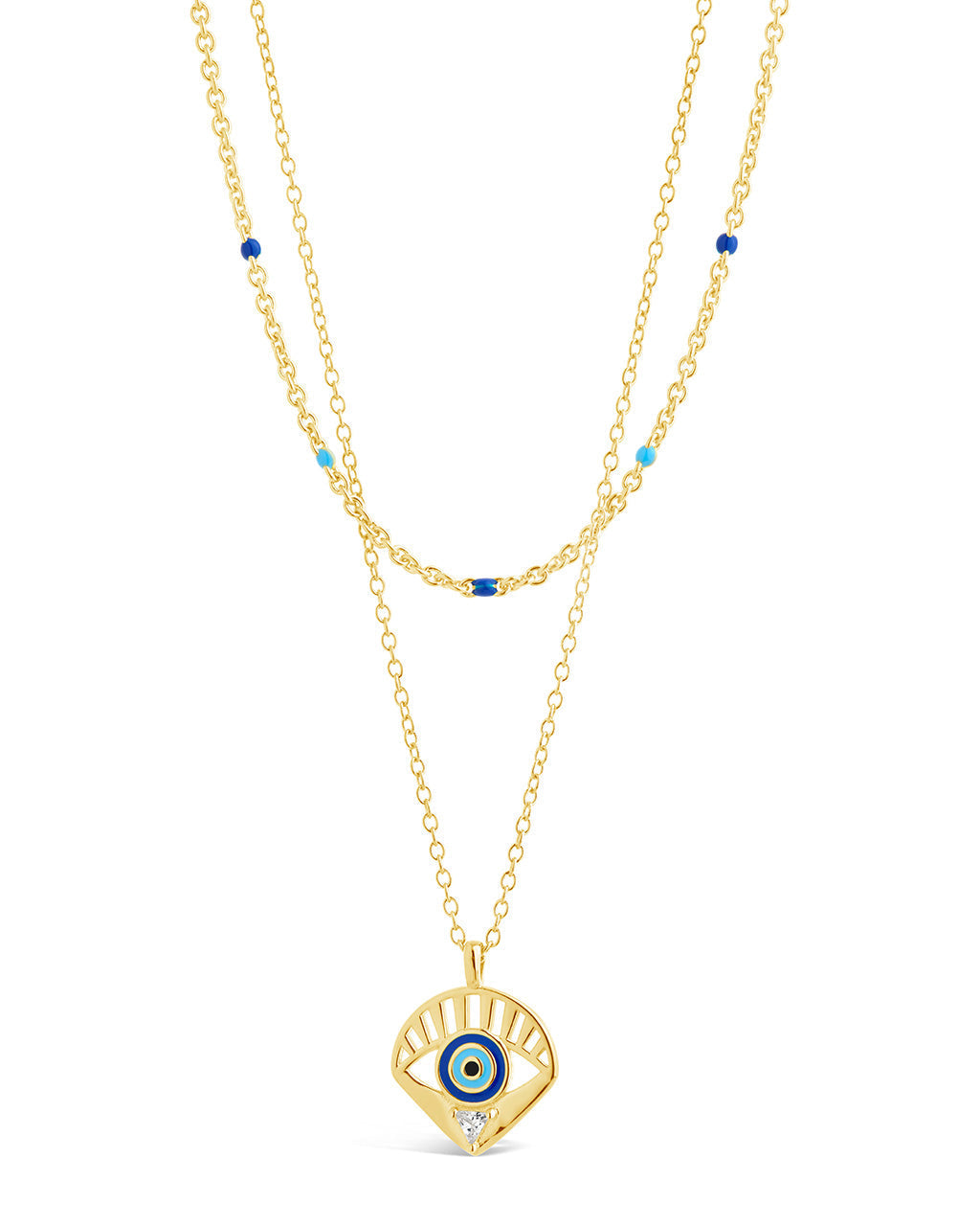 Alessandra CZ & Enamel Evil Eye Layered Necklace