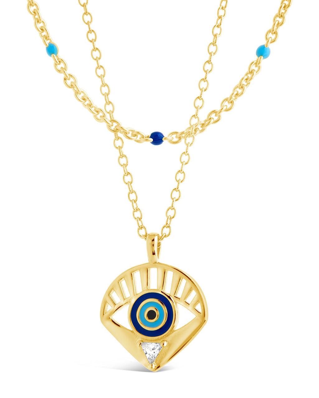 Alessandra CZ & Enamel Evil Eye Layered Necklace