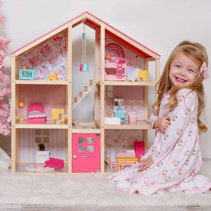 Tiny Land® Love Dollhouse with 30 Furniture